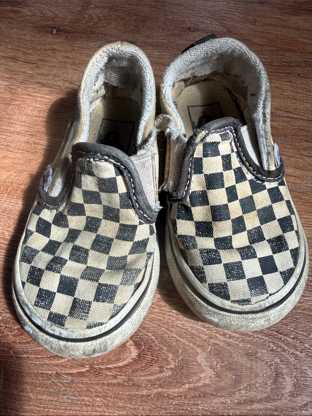 Toddler Vans  Checkerboard Slip-On Sneakers - Black & Cream